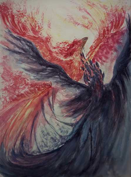 Rising Phoenix, a print of the original Watercolor. undefined